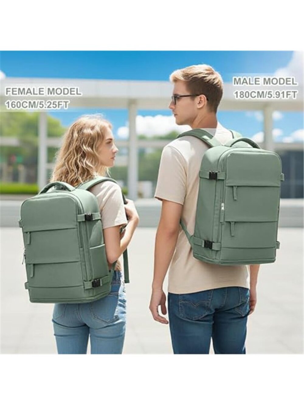 Waterproof Travel Backpack Hiking Carry On Laptop Daypack Olive Green 25L - Picture 3 of 6
